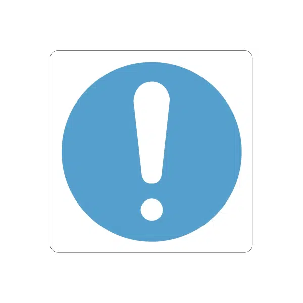 Exclamation Hazard Labels – 50mm, Gloss Vinyl (10 Pack)