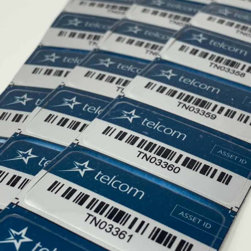 aluminium foil metal asset labels with barcode